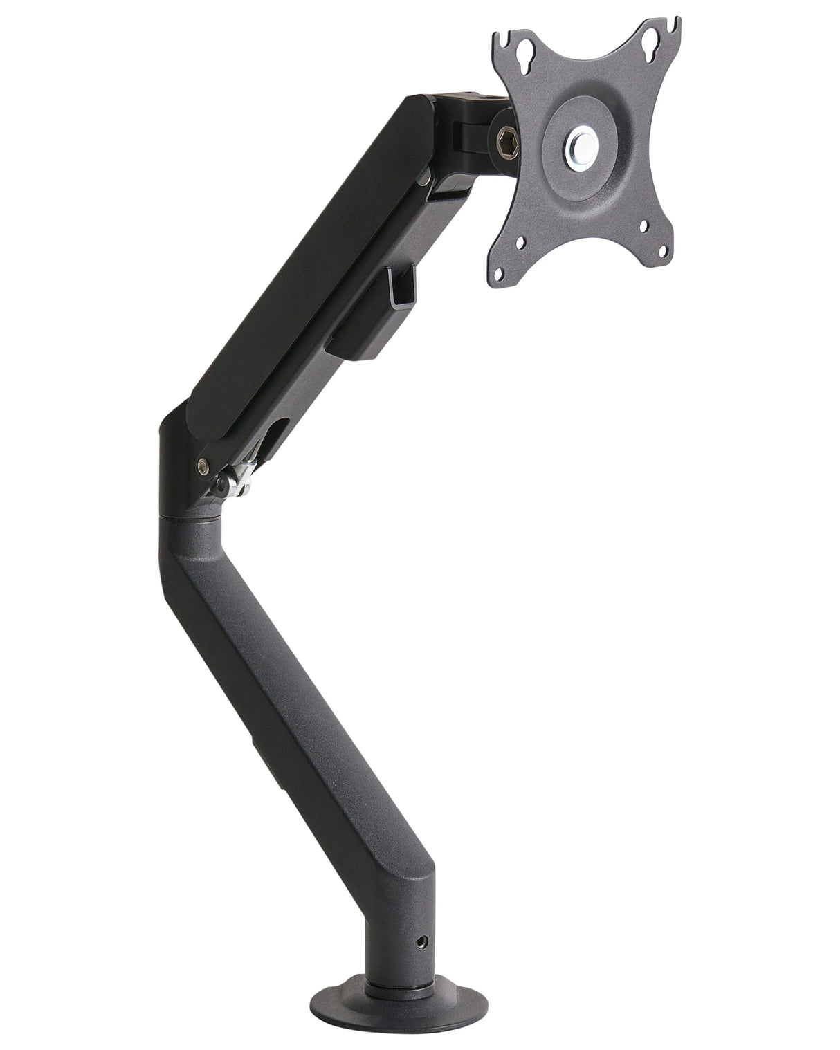 Single Monitor Arm Black Aluminium Desk-Mounted Clap-On Swivel Display Rotatable Beliani