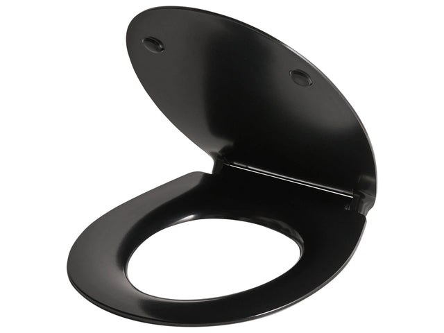 Toilet Seat Duroplast Black 45 x 38 cm Hole Spacing 16cm Soft-Close Quick Release Modern Style Bathroom Toilet Beliani