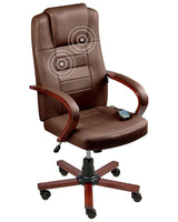 Massage Chair Dark Brown Leather Swivel Gas Lift Adjustable Height with Castors Ergonomic Modern Office Beliani