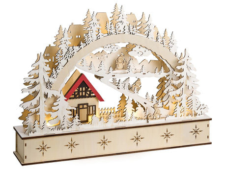 Christmas LED Decoration Light Brown Wooden Figurine Christmas Accessories Beliani