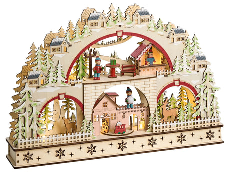 Christmas Decoration with LED Light Brown Wooden Figurine Christmas Accessories Beliani