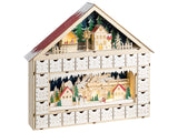 LED Christmas Decoration Light Brown Wood Advent Calendar House-Shaped Battery-Operated Beliani
