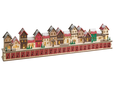 Christmas Decoration Red Wood with LED Lights Illuminated Advent Calendar Battery-Operated Beliani