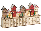 Christmas Decoration with LED Lights Light Brown Wooden Advent Calendar Light-Up Christmas Scenery Battery-Operated Beliani