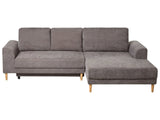 3 Seater Corner Sofa Bed Taupe Chenille Upholstery Left Handed with Storage Armrests Modern Style Living Room Beliani