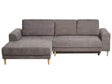 3 Seater Corner Sofa Bed Taupe Chenille Upholstery Right Handed with Storage Armrests Modern Style Living Room Beliani