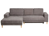 3 Seater Corner Sofa Bed Taupe Chenille Upholstery Right Handed with Storage Armrests Modern Style Living Room Beliani