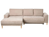 3 Seater Corner Sofa Bed Light Brown Chenille Upholstery Right Handed with Storage Armrests Modern Style Living Room Beliani