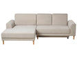 3 Seater Corner Sofa Bed Beige Chenille Upholstery Right Handed with Storage Armrests Modern Style Living Room Beliani