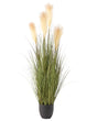 Artificial Potted Plant Green White Reed Flower and Black Plastic Pot 120 cm Decorative Home Accessory Beliani