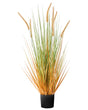 Artificial Potted Plant Green Orange Reed Flower and Black Plastic Pot 90 cm Decorative Home Accessory Beliani