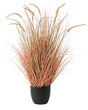 Artificial Potted Plant Green Orange Reed Flower and Black Plastic Pot 120 cm Decorative Home Accessory Beliani