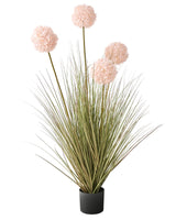 Artificial Potted Plant Green Grass Pink Reed Flower Guelder Rose and Black Plastic Pot 120 cm Decorative Home Accessory Beliani