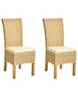 Set of 2 Dining Chairs Natural Rattan Wicker Mango Wood Legs Boho Indoor Modern Design Beliani