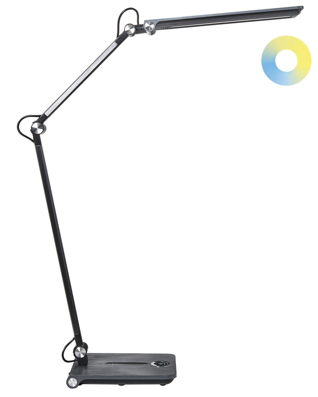 Office Desk Lamp Grey Table Lighting Reading Computer Lamp Adjustable Arm Slide 5-Steps Dimmer Switch Timer Beliani