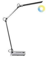 Office Desk Lamp Silver Table Lighting Reading Computer Lamp Adjustable Arm Slide 5-Steps Dimmer Switch Timer Beliani