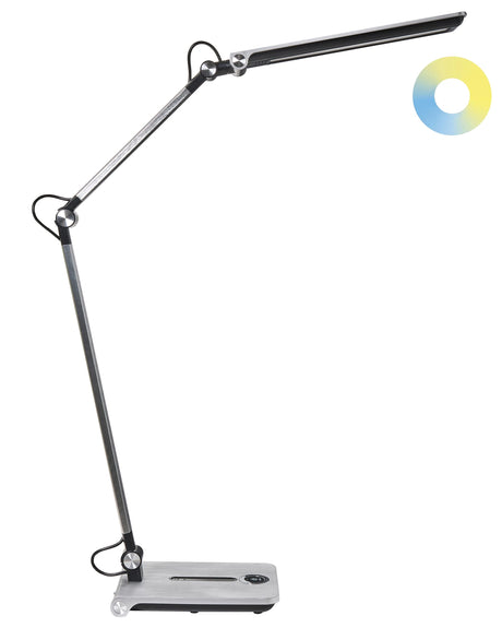 Office Desk Lamp Silver Table Lighting Reading Computer Lamp Adjustable Arm Slide 5-Steps Dimmer Switch Timer Beliani