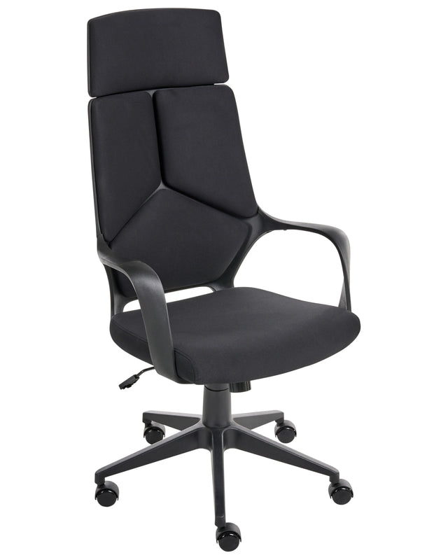 Office Chair Black Fabric Swivel Desk Computer Adjustable Seat Reclining Backrest Beliani