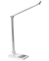 LED Desk Lamp White Synthetic Material Adjustable Arm Rotating Shade Stepless Dimmer Motion Sensor 3 Temperature Colours Home Office Beliani