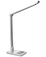 LED Desk Lamp Silver Synthetic Material Adjustable Arm Rotating Shade Stepless Dimmer Motion Sensor 3 Temperature Colours Home Office Beliani