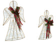 Set of 2 Indoor LED Decoration Multicolour Metal 30/40 cm Angel Seasonal Accessory Home Dcor with Lights Beliani