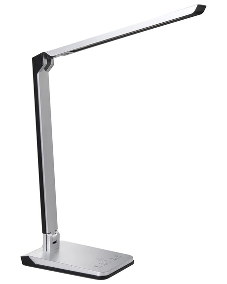 LED Desk Lamp Silver Synthetic Material Adjustable Light Brightness and Colour Dimmer Home Office Beliani