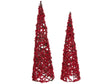 Set of 2 Decorative Christmas Trees Red Metal Wire Figurines Holiday Season Festive Decoration Beliani