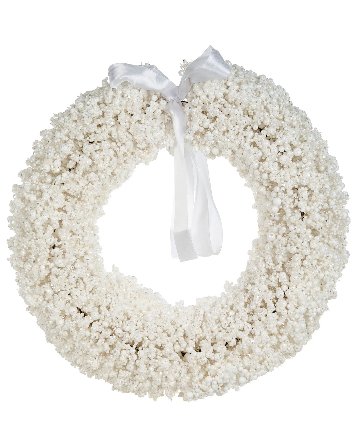 Christmas Wreath White Metal Wire Synthetic Material Artificial Snow Traditional Design Round 40 cm Beliani