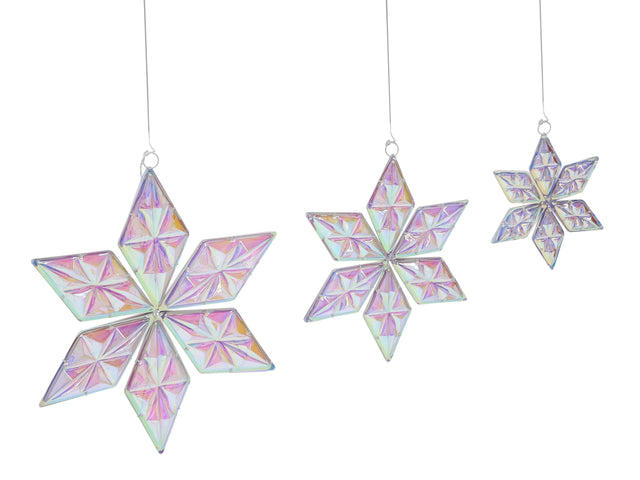 Set of 3 Indoor LED Decoration Multicolour Synthetic Material 25/35/46 cm Stars Seasonal Accessory Home Dcor with Lights Beliani