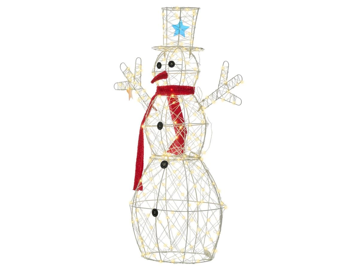Christmas Outdoor LED Decoration Snowman White Metal 93 cm Xmas Garden Ornament Lightup Beliani