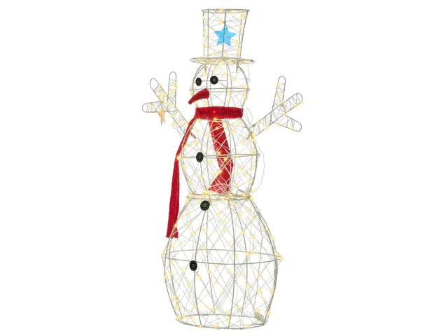 Christmas Outdoor LED Decoration Snowman White Metal 93 cm Xmas Garden Ornament Lightup Beliani