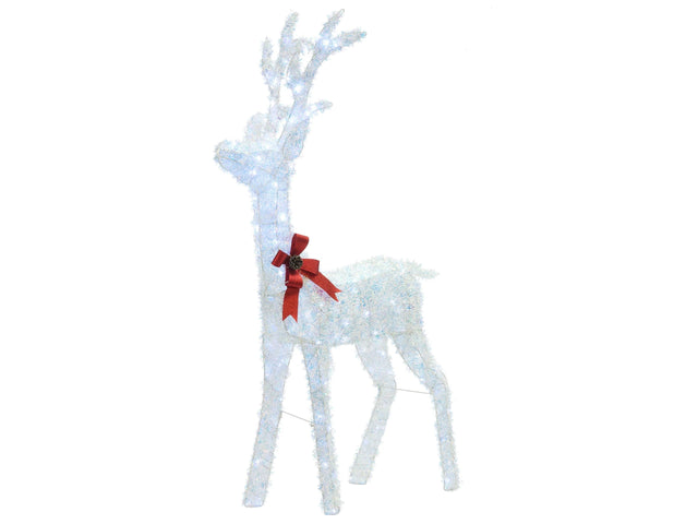 Christmas Outdoor LED Decoration White Metal 140 cm Xmas Garden Ornament Lightup Beliani