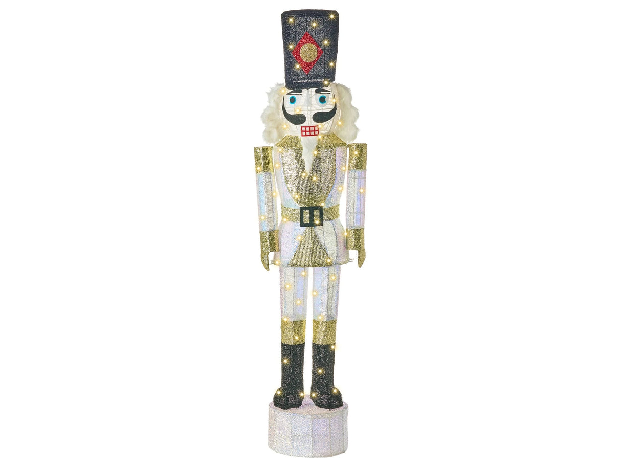 Christmas Outdoor LED Decoration Gold and White Metal 152 cm Xmas Garden Ornament Lightup Beliani