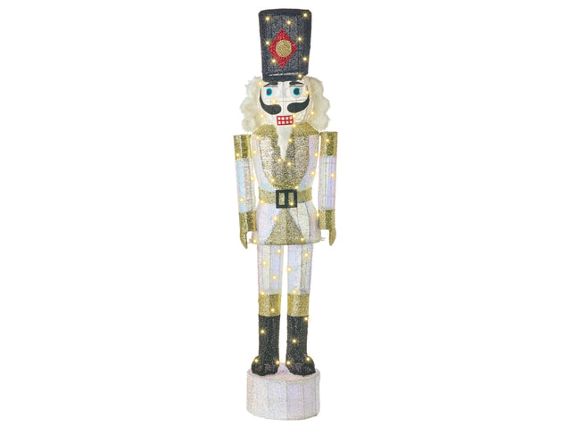 Christmas Outdoor LED Decoration Gold and White Metal 152 cm Xmas Garden Ornament Lightup Beliani