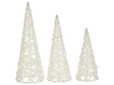 Set of 3 Decorative Christmas Trees White Metal Wire Figurines Holiday Season Festive Decoration Beliani