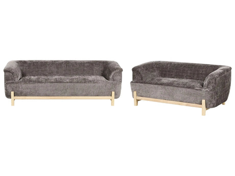 5 Seater Living Room Set Brown Chenille Upholstery Wooden Legs 2 Seater and 3 Seater Sofa Living Room Modern Style Beliani