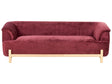 3 Seater Sofa Burgundy Chenille Upholstery Wooden Legs Living Room Modern Style Beliani