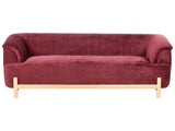 3 Seater Sofa Burgundy Chenille Upholstery Wooden Legs Living Room Modern Style Beliani