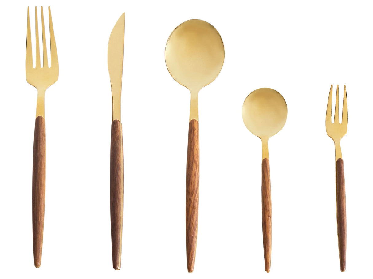 Cutlery Set Gold Stainless Steel Synthetic Material 30 Pieces for 6 People Knife Spoon Fork Teaspoon Fruit Fork Modern Design Beliani