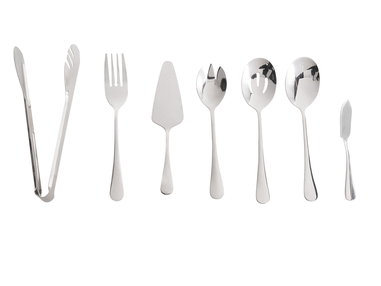 Cutlery Set 7 Pieces Silver Stainless Steel Functional Set Butter Knife Fish Fork Salad Fork Cake Shovel Kitchen Tongs Vegetable Spoon Glamour Beliani
