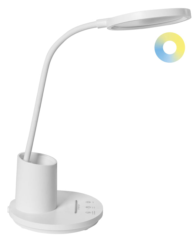 Office Desk Lamp White Table Lighting Reading Computer Lamp Adjustable Arm Slide Stepless Dimmer Colour Temperature Beliani