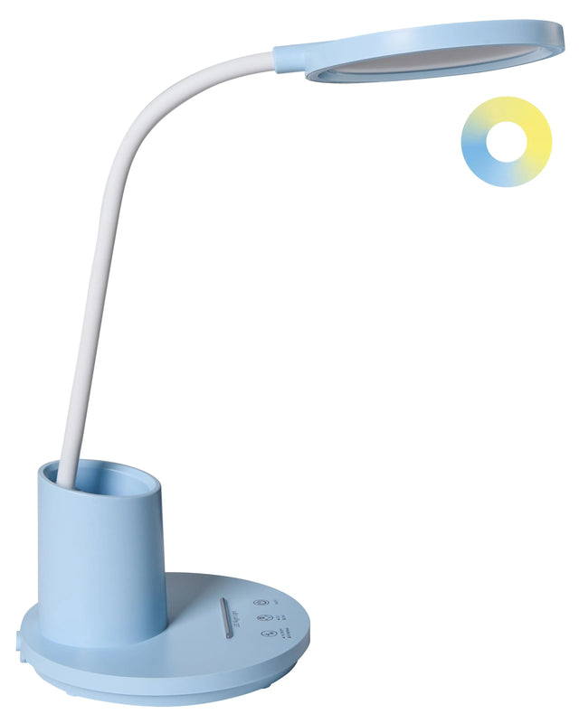 Office Desk Lamp Blue Table Lighting Reading Computer Lamp Adjustable Arm Slide Stepless Dimmer Colour Temperature Beliani