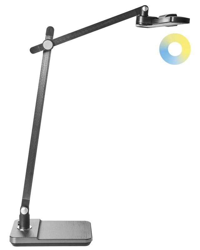 Professional Office Desk Lamp Grey Table Lighting Reading Computer Lamp Adjustable Arm Slide Stepless Dimmer Colour Temperature Beliani