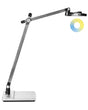 Professional Office Desk Lamp Silver Table Lighting Reading Computer Lamp Adjustable Arm Slide Stepless Dimmer Colour Temperature Beliani