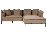 3 Seater Corner Sofa Light Brown Chenille Upholstery Left Handed with Armrests Modern Style Living Room Beliani