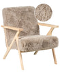 Armchair Taupe Polyester Faux Fur Upholstery Retro Design Wooden Frame Armrests Living Room Beliani