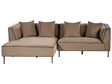 3 Seater Corner Sofa Light Brown Chenille Upholstery Right Handed with Armrests Modern Style Living Room Beliani
