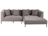 3 Seater Corner Sofa Taupe Chenille Upholstery Left Handed with Armrests Cushions Modern Style Living Room Beliani