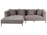 3 Seater Corner Sofa Taupe Chenille Upholstery Right Handed with Armrests Cushions Modern Style Living Room Beliani