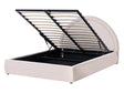 Bed Frame Light Beige Fabric Upholstery EU Double Size 4ft6 Lift Up Storage with Headboard and Slatted Base Beliani